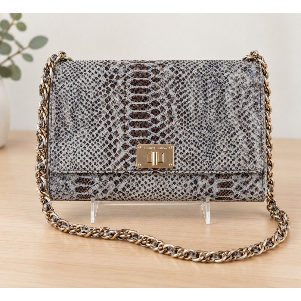 Elliott Lucca Leather Snakeskin Pattern Crossbody Bag Women